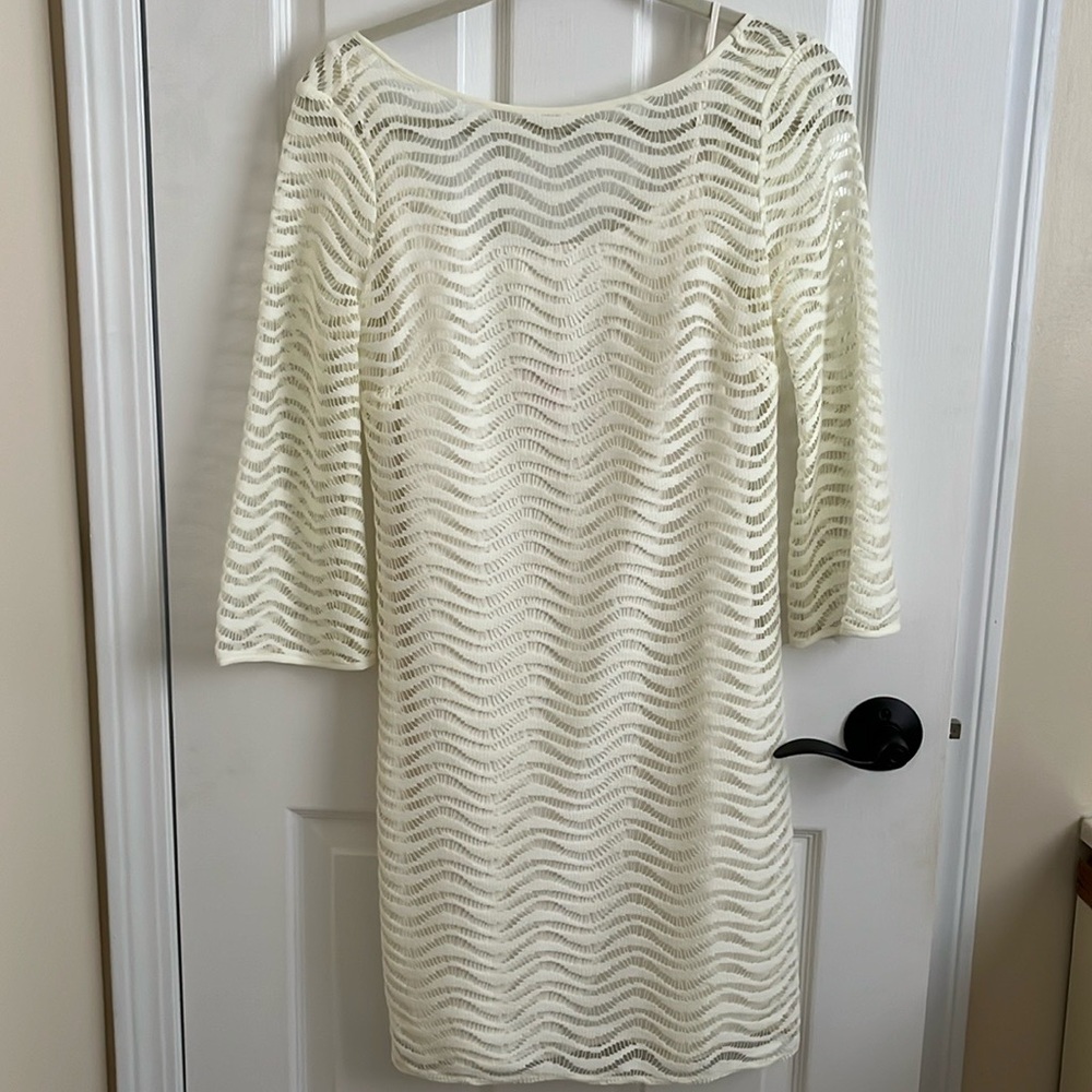 Lilly pulitzer cream three quarter sleeve dresss